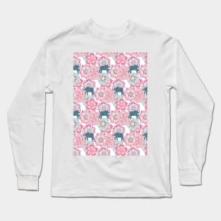 Tiny Elephants in Fields of Flowers Long Sleeve T-Shirt